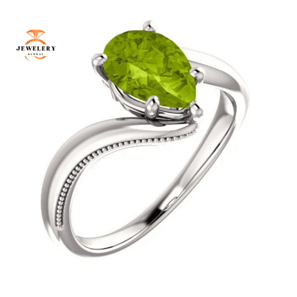 14KT GOLD 1.50 CTW PEAR SHAPE PERIDOT RING - Image 5