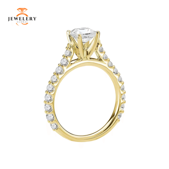14KT 1/2 CTW Diamond Accent Cathedral Setting for 1 CT Diamond - Image 4