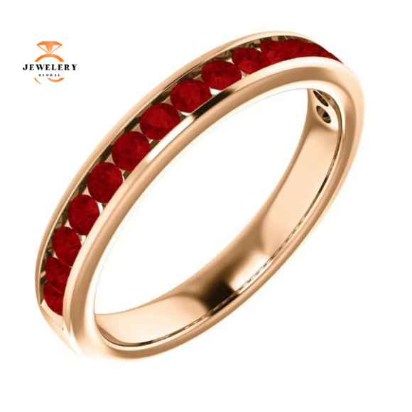 14KT GOLD 0.64 CTW ROUND RUBY CHANNEL-SET BAND - Image 7