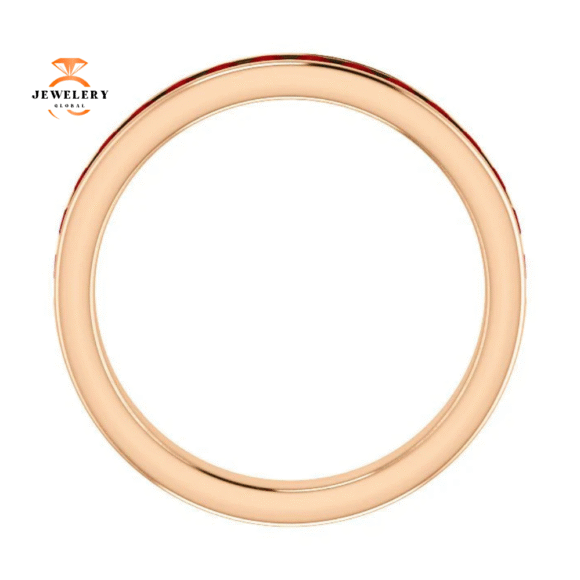 14KT GOLD 0.64 CTW ROUND RUBY CHANNEL-SET BAND - Image 10