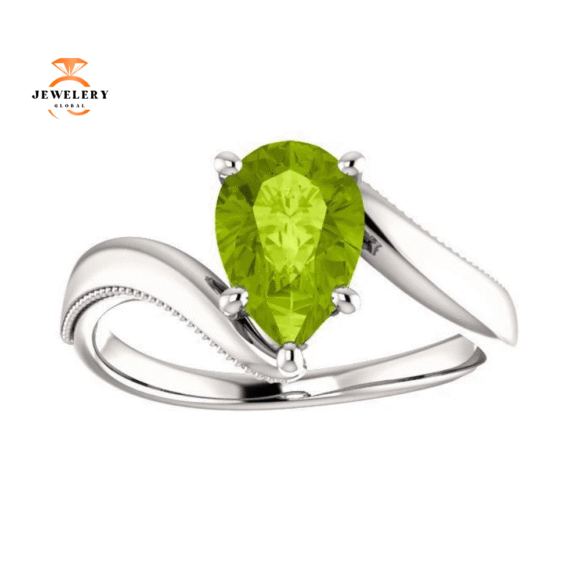 14KT GOLD 1.50 CTW PEAR SHAPE PERIDOT RING - Image 7
