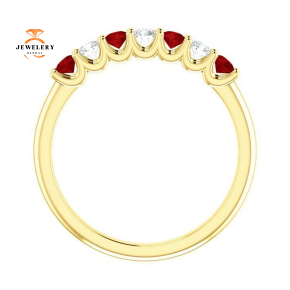 14KT GOLD 0.36 CTW RUBY & 0.18 CTW DIAMOND 7 STONE BAND - Image 8