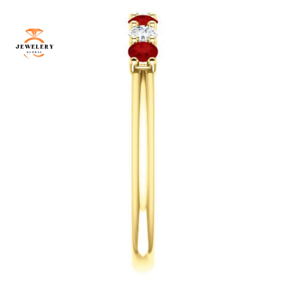14KT GOLD 0.36 CTW RUBY & 0.18 CTW DIAMOND 7 STONE BAND - Image 10