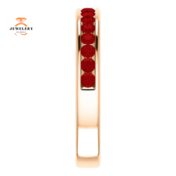 14KT GOLD 0.64 CTW ROUND RUBY CHANNEL-SET BAND - Image 11