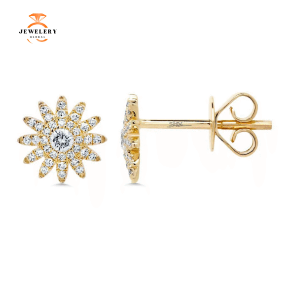 14KT GOLD 0.24 CTW DIAMOND STARBURST STUD EARRINGS - Image 6