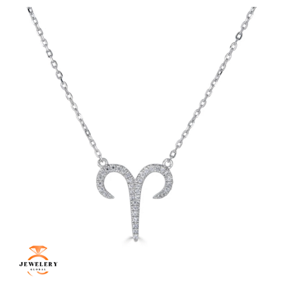 14KT GOLD 0.12 CARAT ROUND DIAMOND ARIES NECKLACE- 2 COLORS