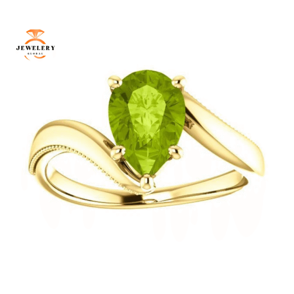 14KT GOLD 1.50 CTW PEAR SHAPE PERIDOT RING - Image 11