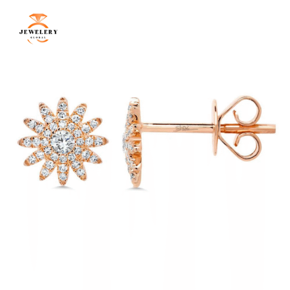 14KT GOLD 0.24 CTW DIAMOND STARBURST STUD EARRINGS - Image 4