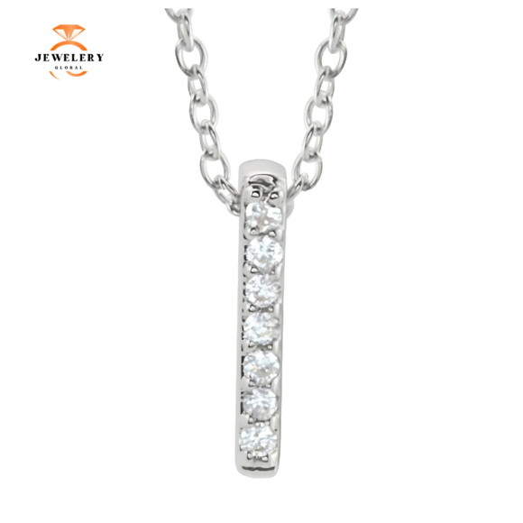 14KT GOLD .05 CTW DIAMOND BAR NECKLACE
