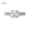 14KT 1/2 CTW Diamond Split V Shank Halo Setting For 1.50 CT Round
