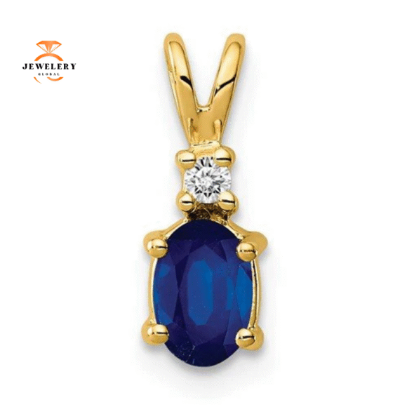 14KT GOLD 0.65 CT OVAL BLUE SAPPHIRE & 0.02 CTW DIAMOND PENDANT - Image 3