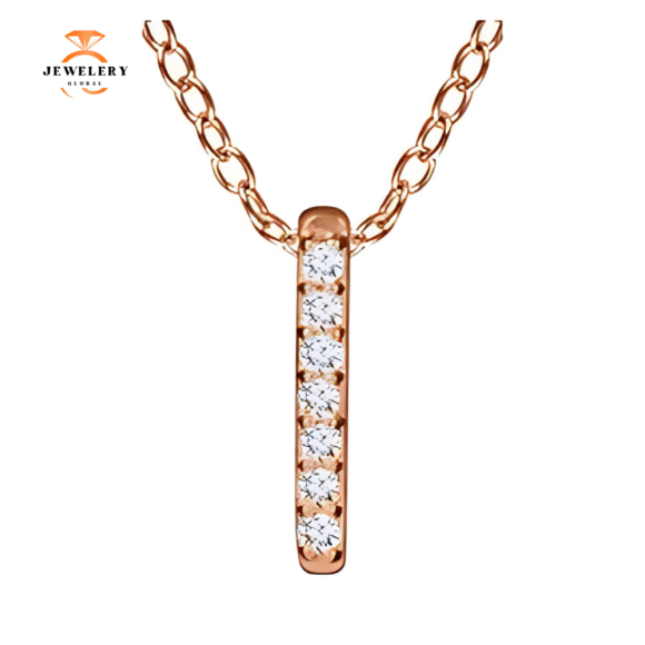 14KT GOLD .05 CTW DIAMOND BAR NECKLACE - Image 2