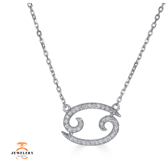 14KT GOLD 0.12 CARAT ROUND DIAMOND CANCER NECKLACE- 2 COLORS