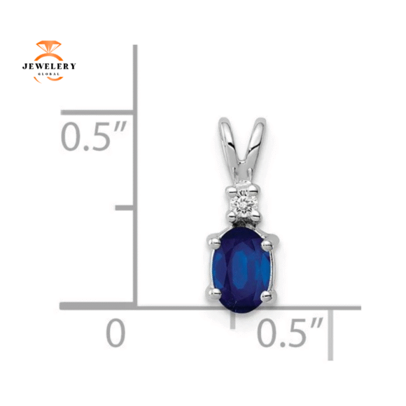 14KT GOLD 0.65 CT OVAL BLUE SAPPHIRE & 0.02 CTW DIAMOND PENDANT - Image 2