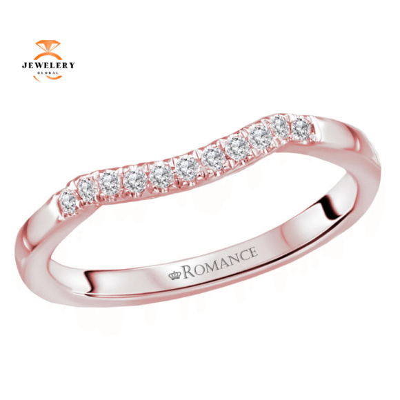 14KT GOLD 1/4 CTW ROUND DIAMOND CURVED 11 STONE BAND - Image 3