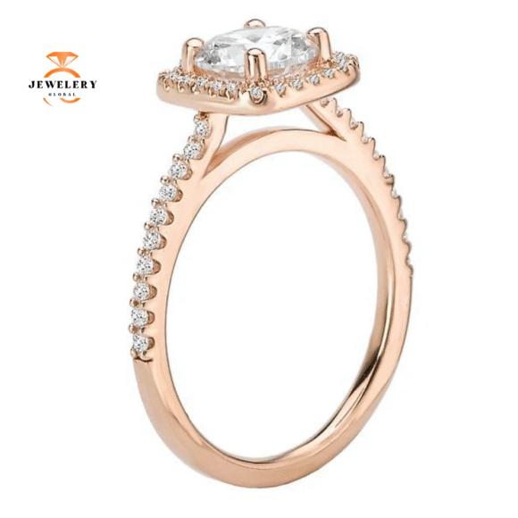 14KT ROSE GOLD 1.25 CTW ROUND CUT DIAMOND SQUARE HALO RING - Image 3