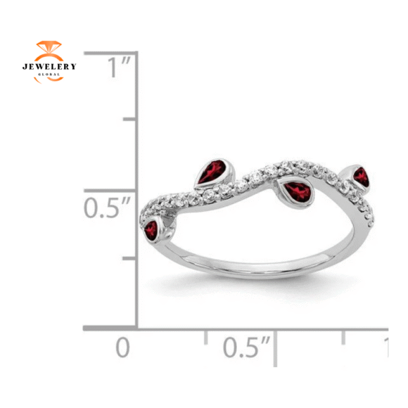 14KT WHITE GOLD .72 CTW GARNET & .21 CTW DIAMOND VINE RING - Image 2