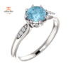 14KT GOLD 0.75 CT AQUAMARINE & 0.04 CTW DIAMOND ACCENT RING