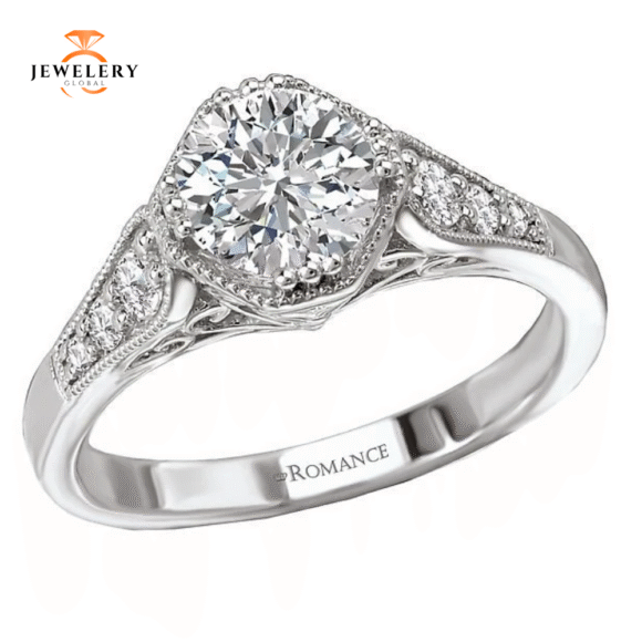 14KT 1/5 CTW DIAMOND OCTAGON VINTAGE SETTING FOR 1 CT ROUND - Image 5