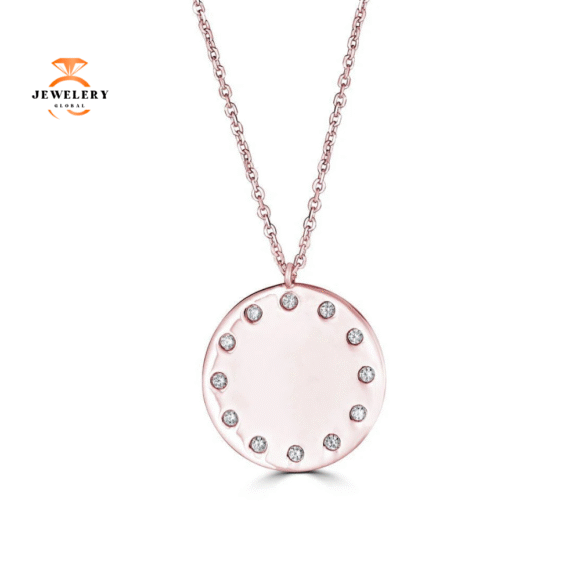 14KT Gold 1/10 CTW Diamond Round Plate Necklace - Image 3