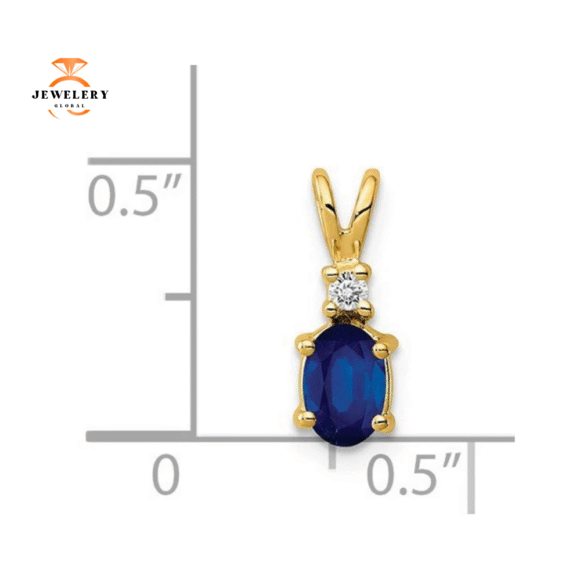 14KT GOLD 0.65 CT OVAL BLUE SAPPHIRE & 0.02 CTW DIAMOND PENDANT - Image 4