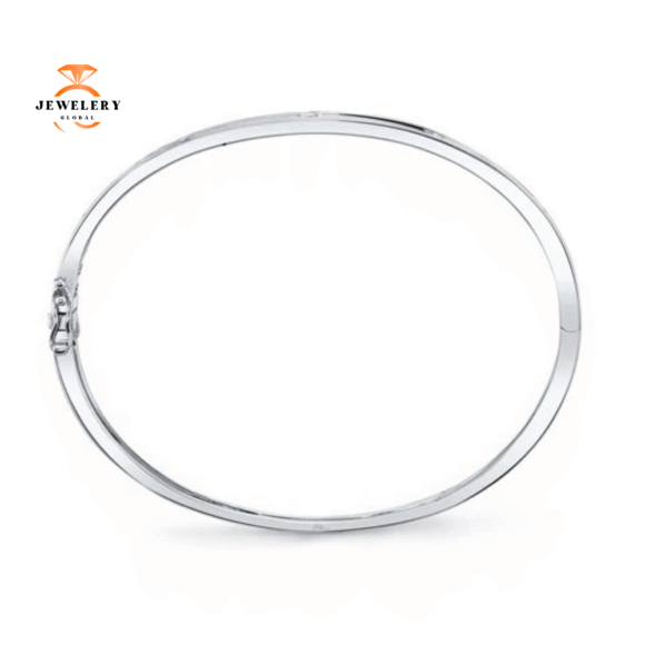 14KT GOLD 0.38 CTW DIAMOND FLUSH SET 5 STONE BANGLE BRACELET - Image 3