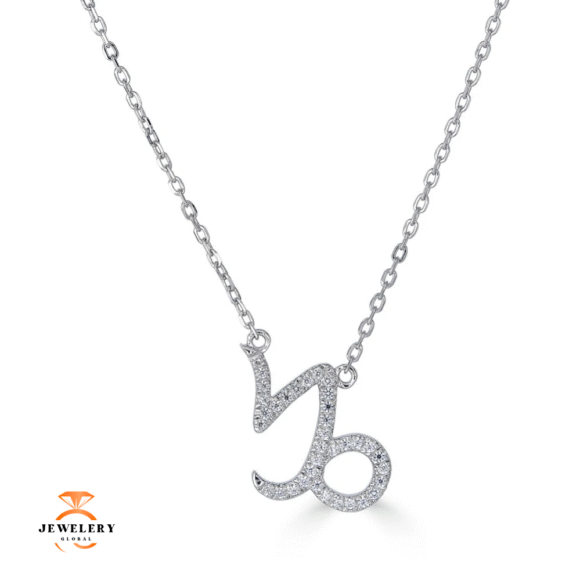 14KT GOLD 0.12 CARAT ROUND DIAMOND CAPRICORN NECKLACE- 2 COLORS - Image 2