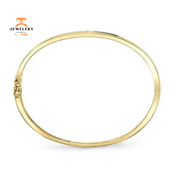 14KT GOLD 0.38 CTW DIAMOND FLUSH SET 5 STONE BANGLE BRACELET - Image 6