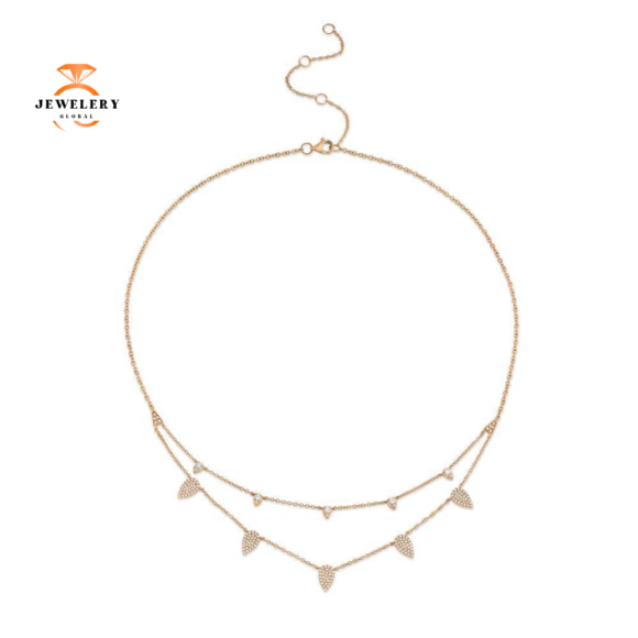 14KT GOLD 0.50CT DIAMOND PAVÉ PEAR SHAPE NECKLACE - Image 3