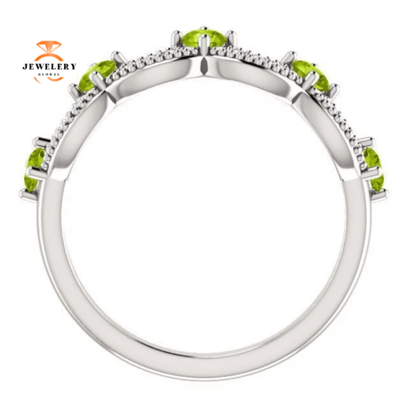 14KT GOLD 0.65 CTW PERIDOT & 0.06 CTW DIAMOND ACCENT CROWN RING - Image 2