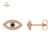14KT GOLD .06 CTW SAPPHIRE AND .18 CTW DIAMOND EVIL EYE EARRINGS