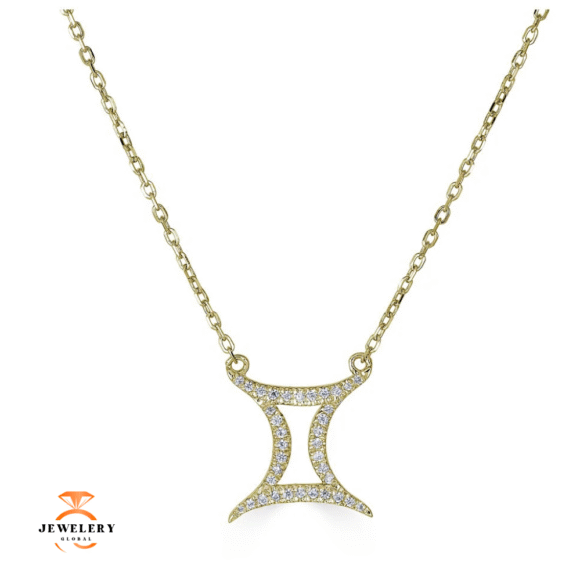 14KT GOLD 0.12 CARAT ROUND DIAMOND GEMINI NECKLACE- 2 COLORS