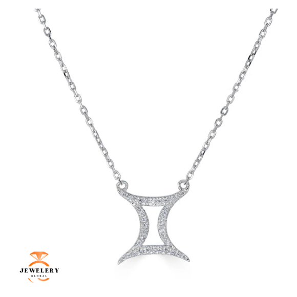 14KT GOLD 0.12 CARAT ROUND DIAMOND GEMINI NECKLACE- 2 COLORS - Image 2