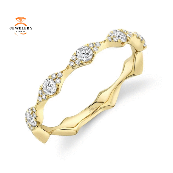 14KT GOLD 0.38 CTW DIAMOND PAVE WAVY RING - Image 2