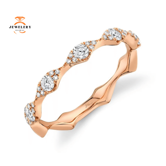 14KT GOLD 0.38 CTW DIAMOND PAVE WAVY RING - Image 3