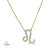 14KT GOLD 0.12 CARAT ROUND DIAMOND LEO NECKLACE- 2 COLORS