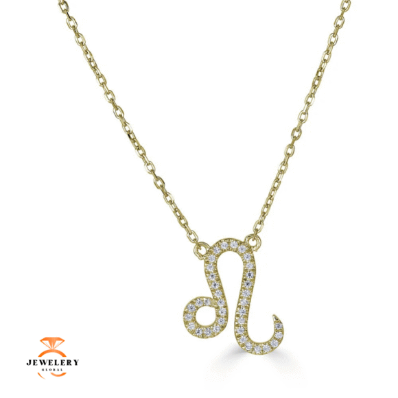14KT GOLD 0.12 CARAT ROUND DIAMOND LEO NECKLACE- 2 COLORS