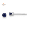 14KT GOLD 0.38 CTW ROUND BLUE SAPPHIRE STUD EARRINGS