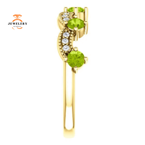 14KT GOLD 0.65 CTW PERIDOT & 0.06 CTW DIAMOND ACCENT CROWN RING - Image 8