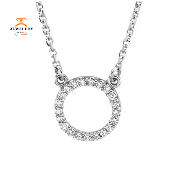 14KT GOLD 1/10 CTW DIAMOND CIRCLE NECKLACE 16"