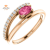 14KT Gold 1/2 CT Pink Tourmaline & 1/8 CTW Diamond Bypass Ring