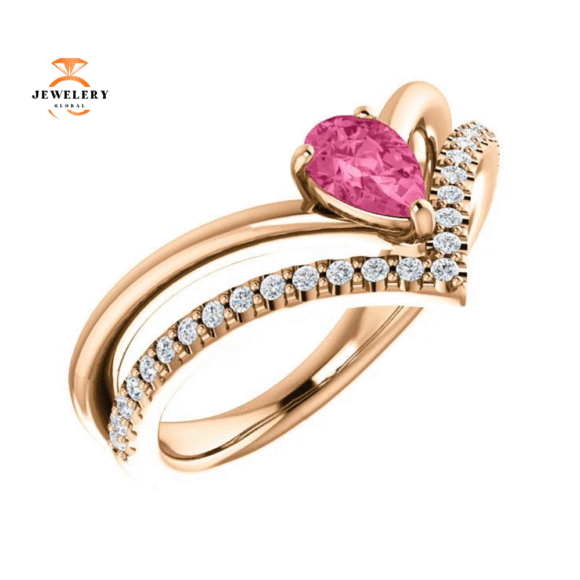 14KT GOLD 1/2 CTW PINK TOURMALINE & 1/6 CTW DIAMOND RING