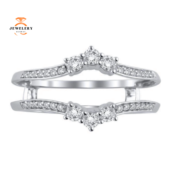 14KT GOLD 1/3 CTW DIAMOND 3 STONE STYLE INSERT BAND