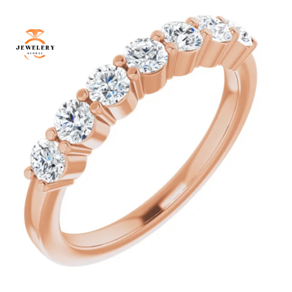 14KT Gold 3/4 CTW Round Diamond 7 Stone Band