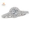 14KT WHITE GOLD 3/4 CTW ROUND DIAMOND HALO RING