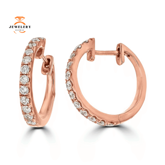 14KT Rose Gold .31 CTW Diamond Hoop Earrings