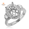 14KT White Gold .91 CTW Diamond Halo Setting for 3 CT Oval