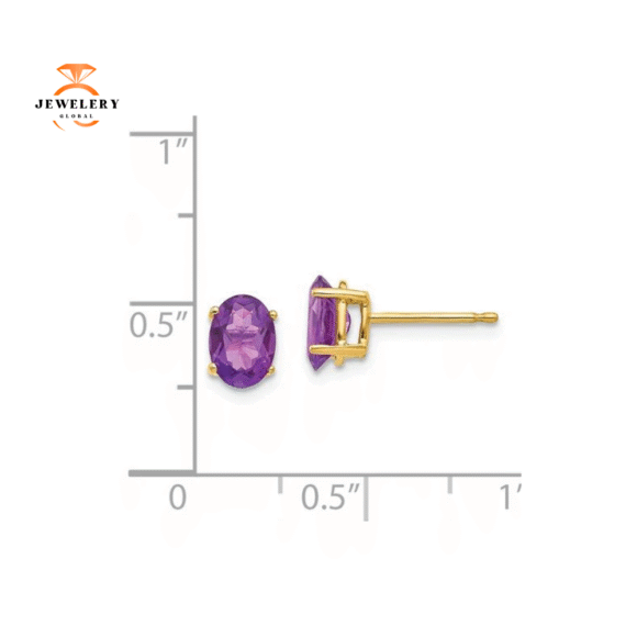 14KT GOLD OVAL AMETHYST EARRINGS - Image 4