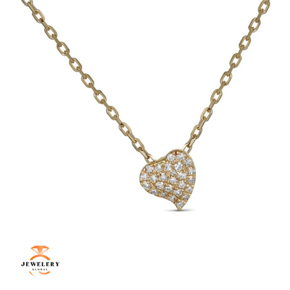 14KT GOLD PETITE DIAMOND HEART NECKLACE