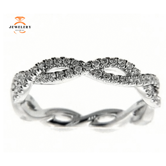 14KT White Gold .29 CTW Diamond Twist Band
